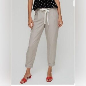Aritzia Wilfred Allant Pant Cropped Gray Linen Trouser, Size 2 1746